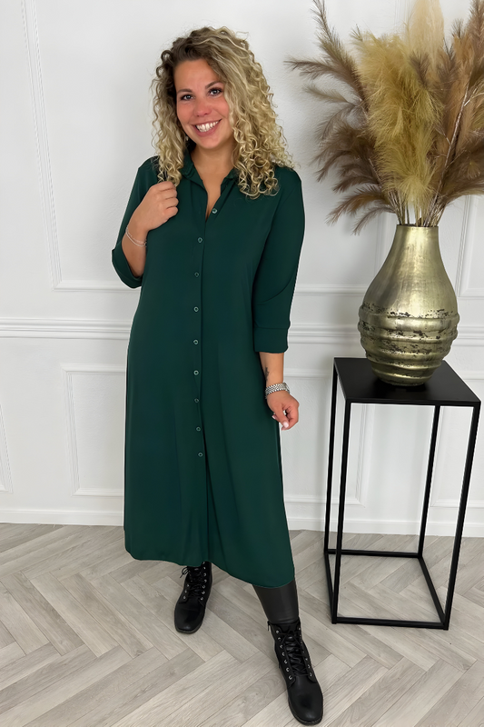 Olivia™ | Abito Camicia Maxi In Seta Antipiega