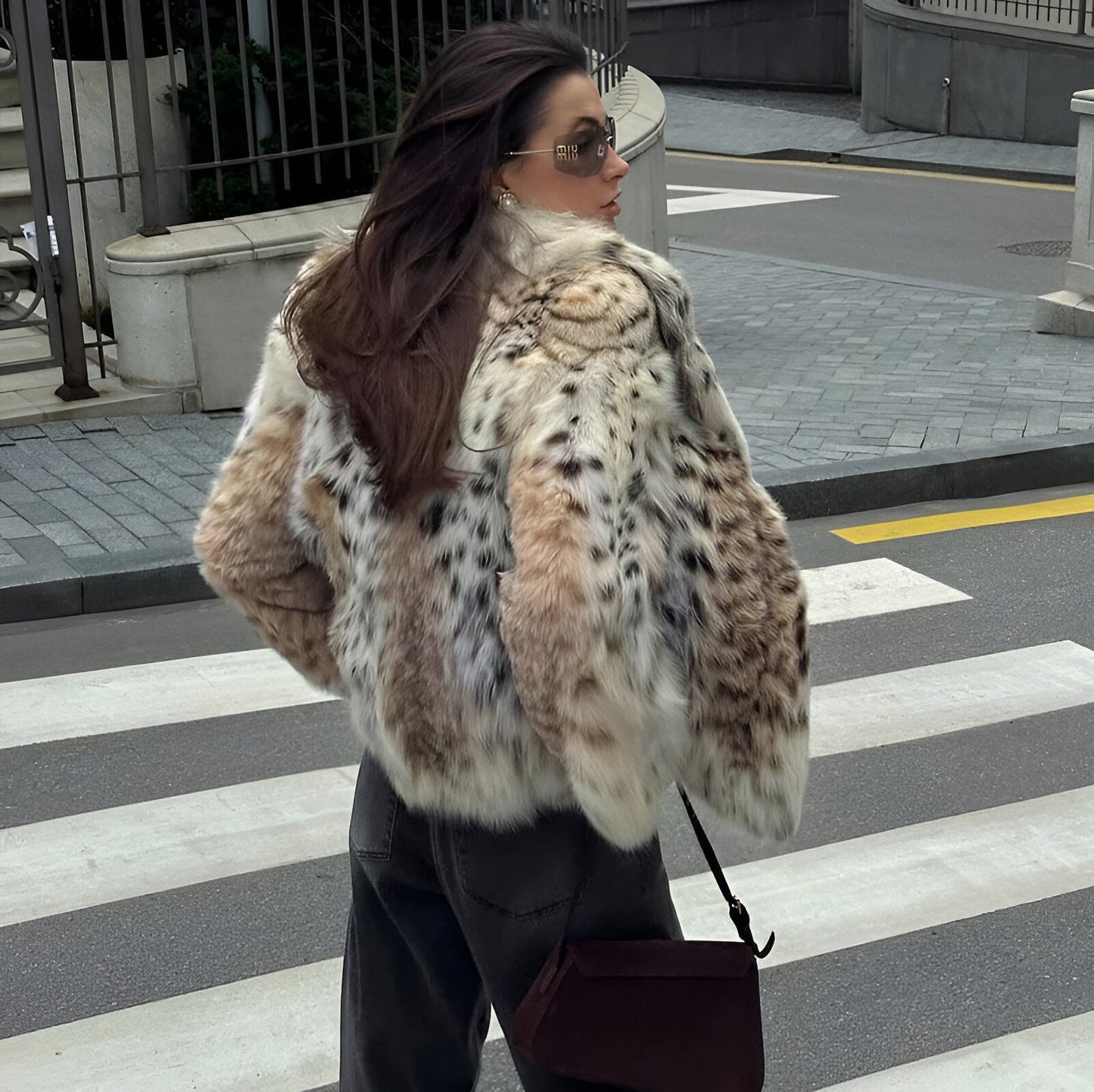 Sigrid™ | Giacca In Pelliccia Sintetica Con Motivo Pantera